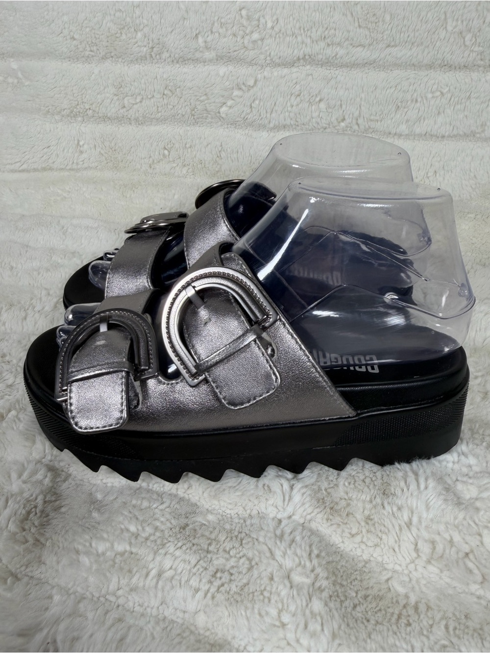 Cougar Women's Leather Sandal Pepa-L Metallic Silver Size 6 Y2K 90s platforms